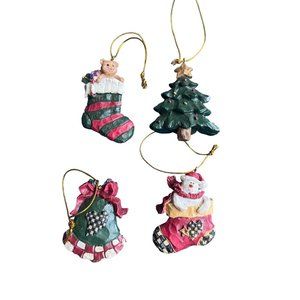 4 piece Christmas ornament set vintage